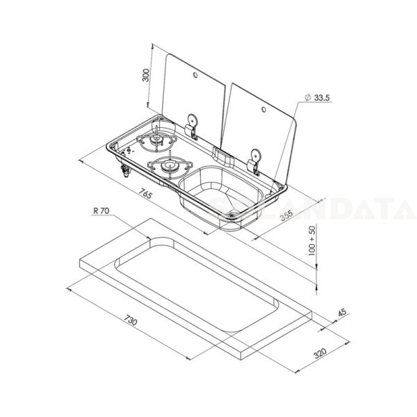 Piano Cottura Can Fl1401 2 Fuochi Vasca Dx COMBINATI E ACCESSORI Solandata 4