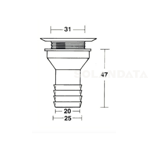 Piletta Dritta D.25 Mm. Con Tappo Catenella – 10 Pezzi PILETTE E SIFONI Solandata 4