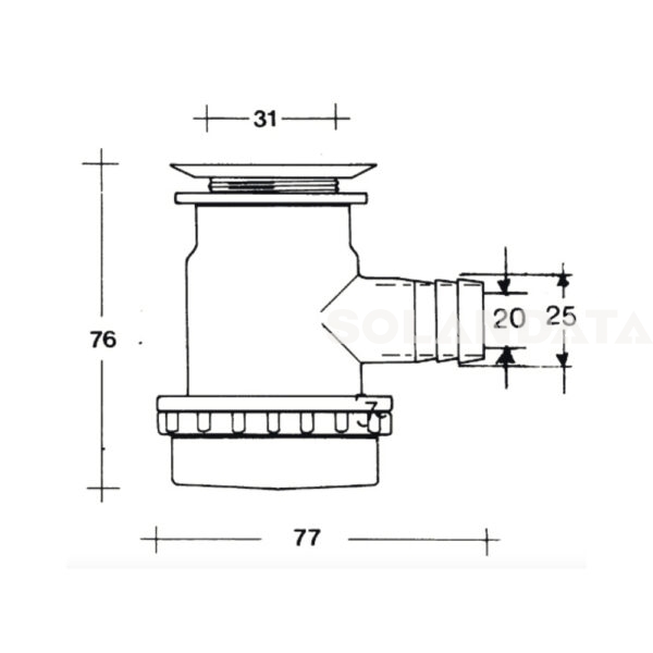 Piletta Con Sifone D. 25 Mm. Can Tappo Catenella – 4 Pezzi PILETTE E SIFONI Solandata 4