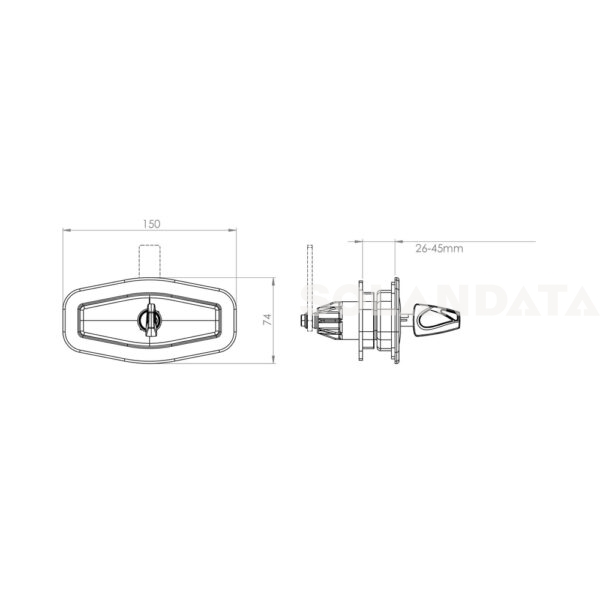 Serratura Portellone Salino Nera Per Rotori Zadi/Sts 150 X 70 Mm SERRATURE PORTE E PORTELLONI Solandata 4