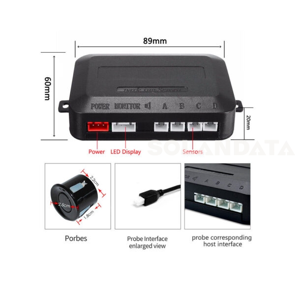 Kit 4 Sensori Neri Parcheggio Con Display SISTEMI RETROVISIVI Solandata 4