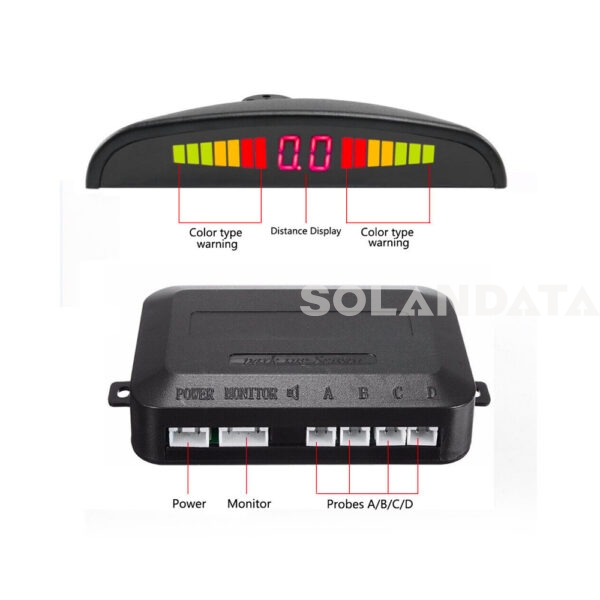 Kit 4 Sensori Neri Parcheggio Con Display SISTEMI RETROVISIVI Solandata 5