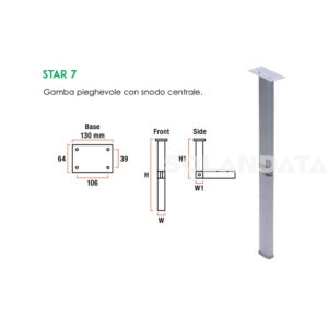 Gamba Tavolo Snodata 720 Mm. Grigio GAMBE TAVOLO Solandata