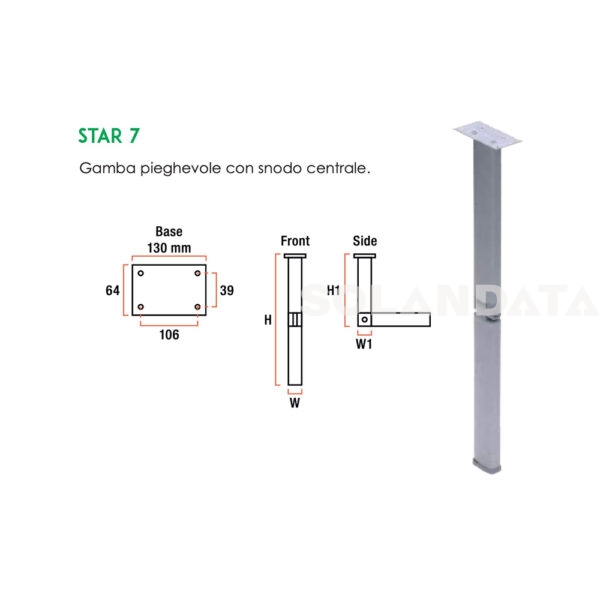 Gamba Tavolo Snodata 720 Mm. Grigio GAMBE TAVOLO Solandata 3