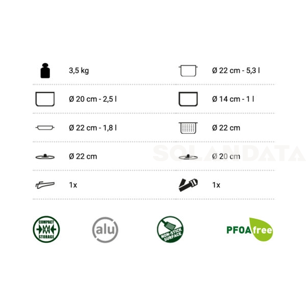 Set Di Pentole Juniper 8+1 Ø 22 Cm PENTOLE Solandata 9