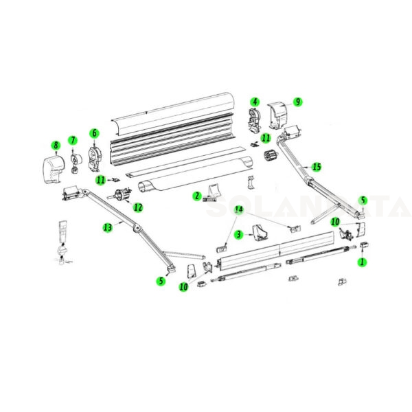 Ricambi Thule Omnistor 8000 LATERALI RAIN & SUN BLOCKER Solandata 3